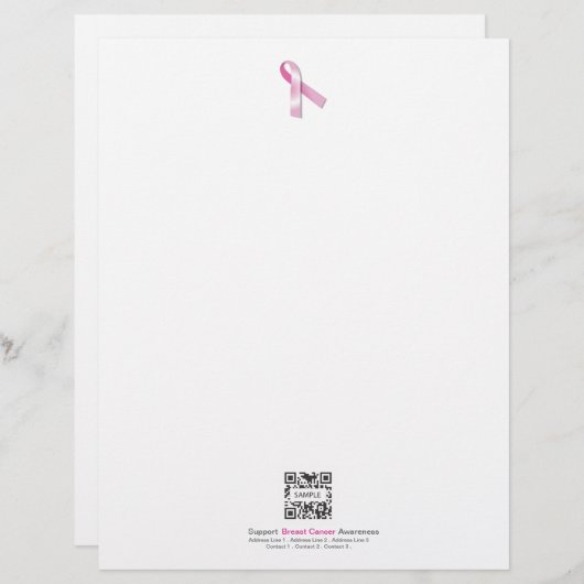 レターヘッドテンプレートの乳癌の認識度 レターヘッド (正面/裏面)