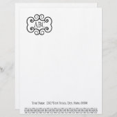 レターヘッド文房具ライン紙/白いモノグラム レターヘッド (正面/裏面)