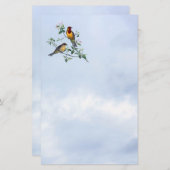 レターヘッド花の木の枝の鳥 便箋 (正面/裏面)