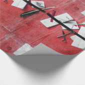 レターホルダー入り木材、赤黒、白 ラッピングペーパー (角)