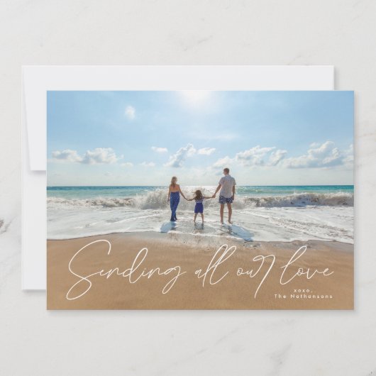 レターホワイトオーバーレイ送信ラブフォトバレンタイン シーズンカード (正面)