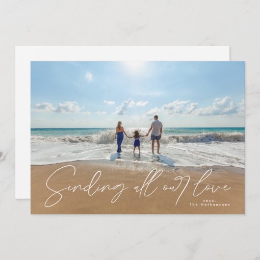 レターホワイトオーバーレイ送信ラブフォトバレンタイン シーズンカード (正面/裏面)