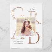 レターボックスフォイル |写真卒業のお知らせ 箔招待状 (正面)