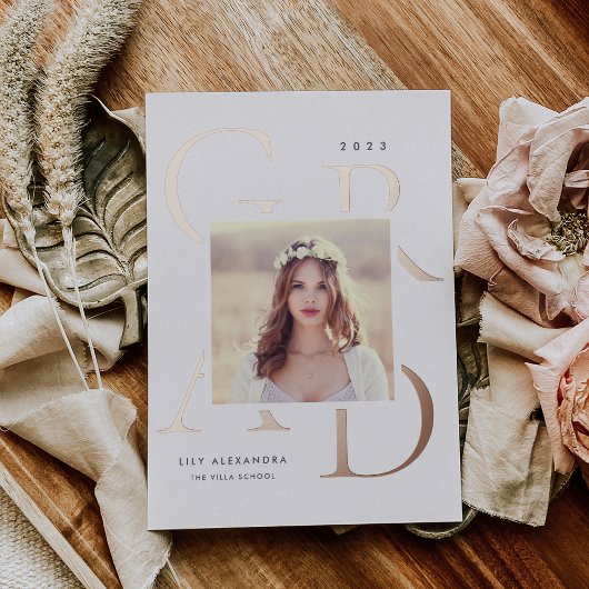 レターボックスフォイル |写真卒業のお知らせ 箔招待状