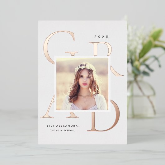 レターボックスフォイル |写真卒業のお知らせ 箔招待状 (立ち正面)