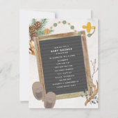 レターボードアントラーウッドランドボーイベビーシャワー 招待状 (正面)