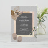レターボードベビーシューズボホボタニカルベビーシャワー  招待状 (スタンド正面)
