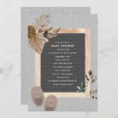 レターボードベビーシューズボホボタニカルベビーシャワー  招待状 (正面/裏面)
