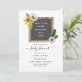 レターボードワイルドフラワーベビーシャワー 招待状 (スタンド正面)