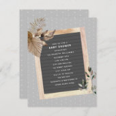 レターボード植物学のベビーシャワー 招待状 (正面/裏面)