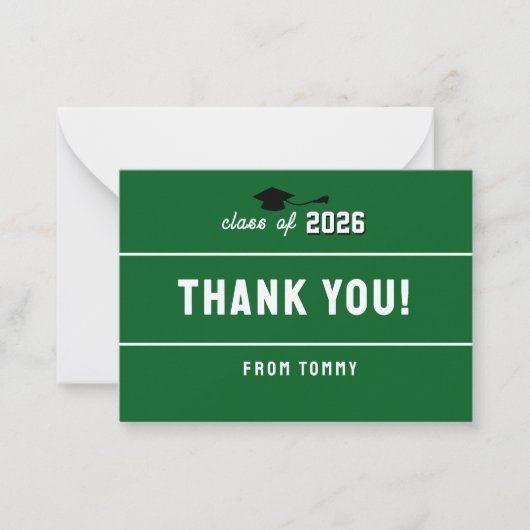 レターマン卒業式スクールカラーグリーン ノートカード (正面)