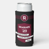 レターマン大学 |バーガンディ卒業モノグラム スリム缶クーラー (Seltzer正面)