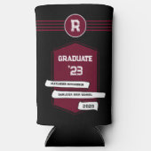 レターマン大学 |バーガンディ卒業モノグラム スリム缶クーラー (正面)