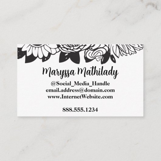 レターモノグラムのMシンプルシックフローラひまわり 名刺 (裏面)