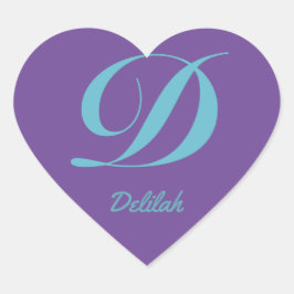 レターモノグラムイニシャルDパープルブルー書 ハートシール