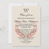 レターモノグラムクラシックレッドカレッジ卒業 招待状 (正面)