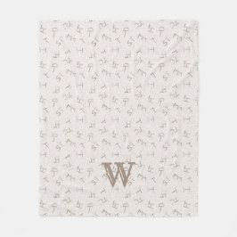 レター付き牛ブランドタン フリースブランケット