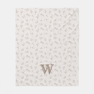 レター付き牛ブランドタン フリースブランケット