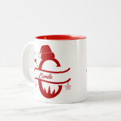 レター名サンタハット |モノグラム |カスタムイニシャル ツートーンマグカップ (正面左)