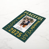 レター フレーム ホイル モダン ハッピー ニューイヤー フォト カード (回転した状態)