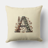 レター"A" – ウッディングつる植物モノグラムデザイン クッション (裏面)