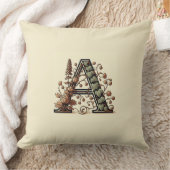 レター"A" – ウッディングつる植物モノグラムデザイン クッション (ブランケット)