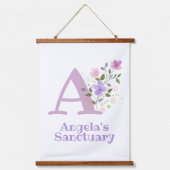 レターAと名(フローラデザイン) 吊り下げ型タペストリー (正面)