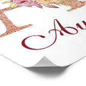 レターAフローラバラ金ゴールドモノグラム子供部屋 ポスター (角)