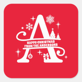 レターAモノグラムイニシャル名挨拶 スクエアシール