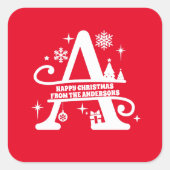 レターAモノグラムイニシャル名挨拶 スクエアシール (正面)