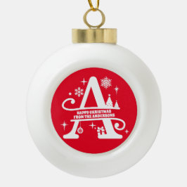 レターAモノグラムイニシャル名挨拶 セラミックボールオーナメント