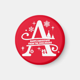 レターAモノグラムイニシャル名挨拶 マグネット