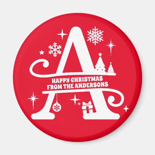 レターAモノグラムイニシャル名挨拶 マグネット (正面)