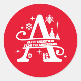 レターAモノグラムイニシャル名挨拶 ラウンドシール