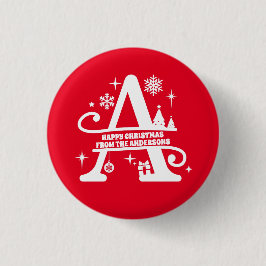 レターAモノグラムイニシャル名挨拶 缶バッジ