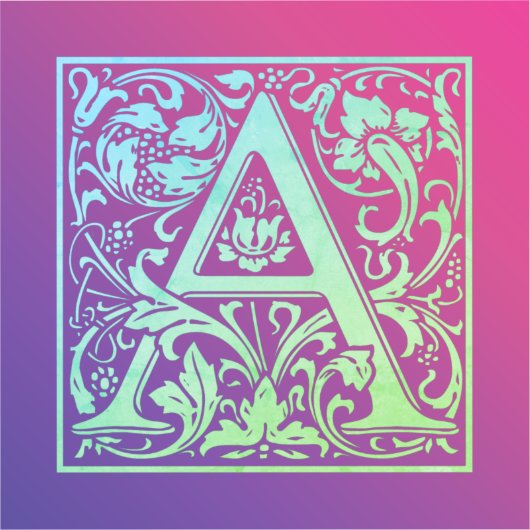 レターAヴィンテージカラフルの最初の文字グラデーション シール (正面)