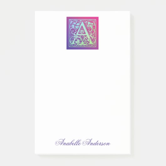 レターAヴィンテージカラフルの最初の文字グラデーション ポストイット (正面)