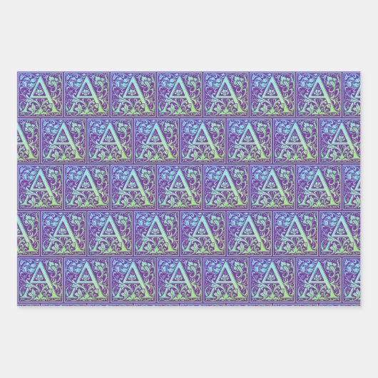 レターAヴィンテージカラフルの最初の文字グラデーション ラッピングペーパーシート (正面2)