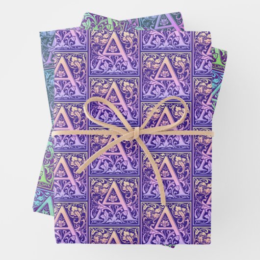 レターAヴィンテージカラフルの最初の文字グラデーション ラッピングペーパーシート (インサイチュ)