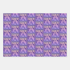 レターAヴィンテージカラフルの最初の文字グラデーション ラッピングペーパーシート