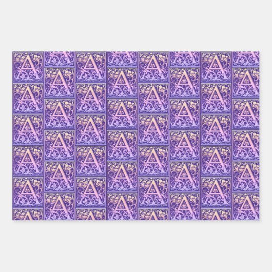 レターAヴィンテージカラフルの最初の文字グラデーション ラッピングペーパーシート (正面)