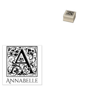 レターAヴィンテージ名の最初の文字 ラバースタンプ