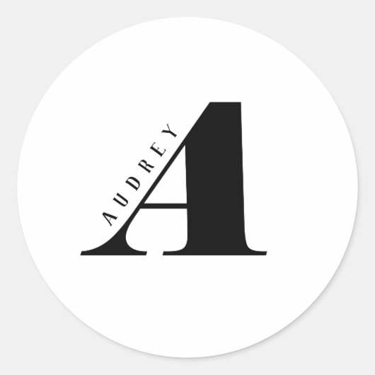 レターA名モダンタイポグラフィ ラウンドシール (正面)