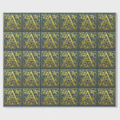 レターA最初の文字のフェイク金ゴールドと青 ラッピングペーパー (フラット)