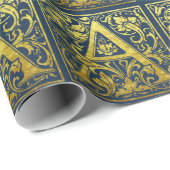 レターA最初の文字のフェイク金ゴールドと青 ラッピングペーパー (ロールコーナー)