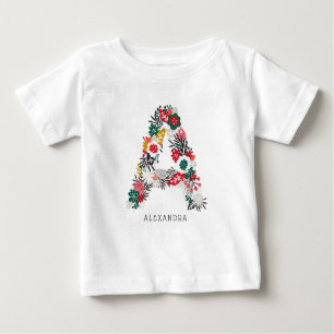 レターA   お洒落フローラレターI ベビーTシャツ
