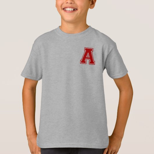 レターA -イニシャル名アルファベットモノグラム Tシャツ (正面)