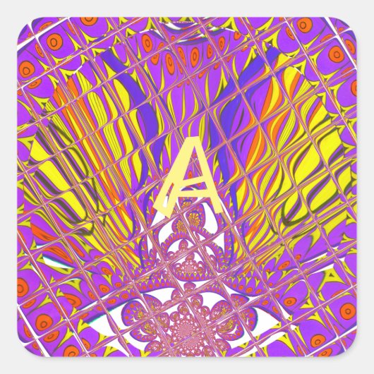 レターA、ロカラフルゴ文字デザイン スクエアシール (正面)