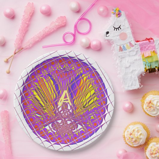 レターA、ロカラフルゴ文字デザイン ペーパープレート (パーティー)