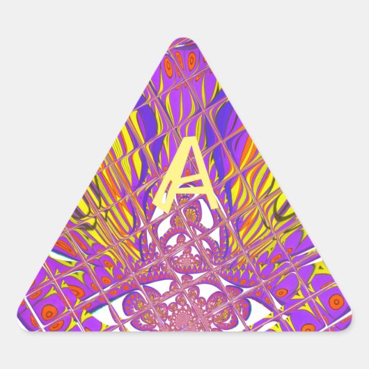 レターA、ロカラフルゴ文字デザイン 三角形シール (正面)